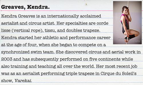 Interested in the circus arts? Meet acclaimed aerialist Kendra Greaves!